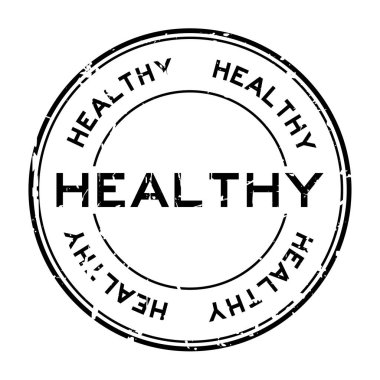 Grunge black sağlıklı yuvarlak lastik mühür damgası beyaz arka plan üzerinde