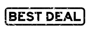 Grunge siyah en iyi anlaşma kare lastik mühür damgası beyaz arka plan üzerinde