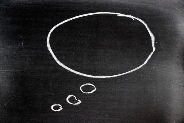 White color chalk drawing as blank speech bubble shape on blackboard background