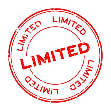 Grunge kırmızı yuvarlak lastik mühür damgası beyaz arka plan üzerinde sınırlı