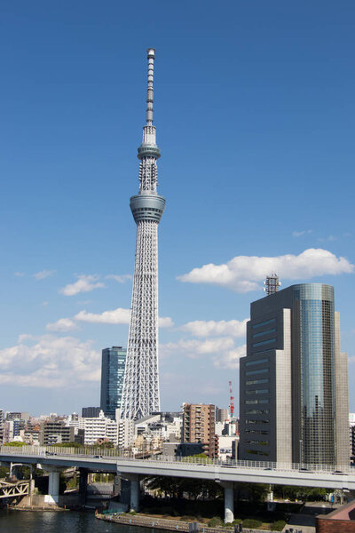 Tokyo, Japan, April 24,2017 Tokyo skytree, the highest tower in Japan with blue sky background
