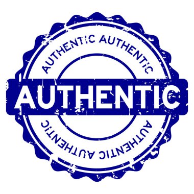 Grunge mavi otantik yuvarlak lastik mühür damgası beyaz arka plan üzerinde