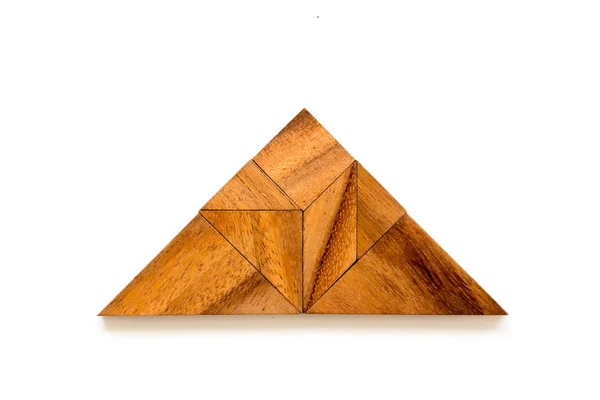 Wood tangram puzzle in triangle shape on white background — Stock Photo, Image