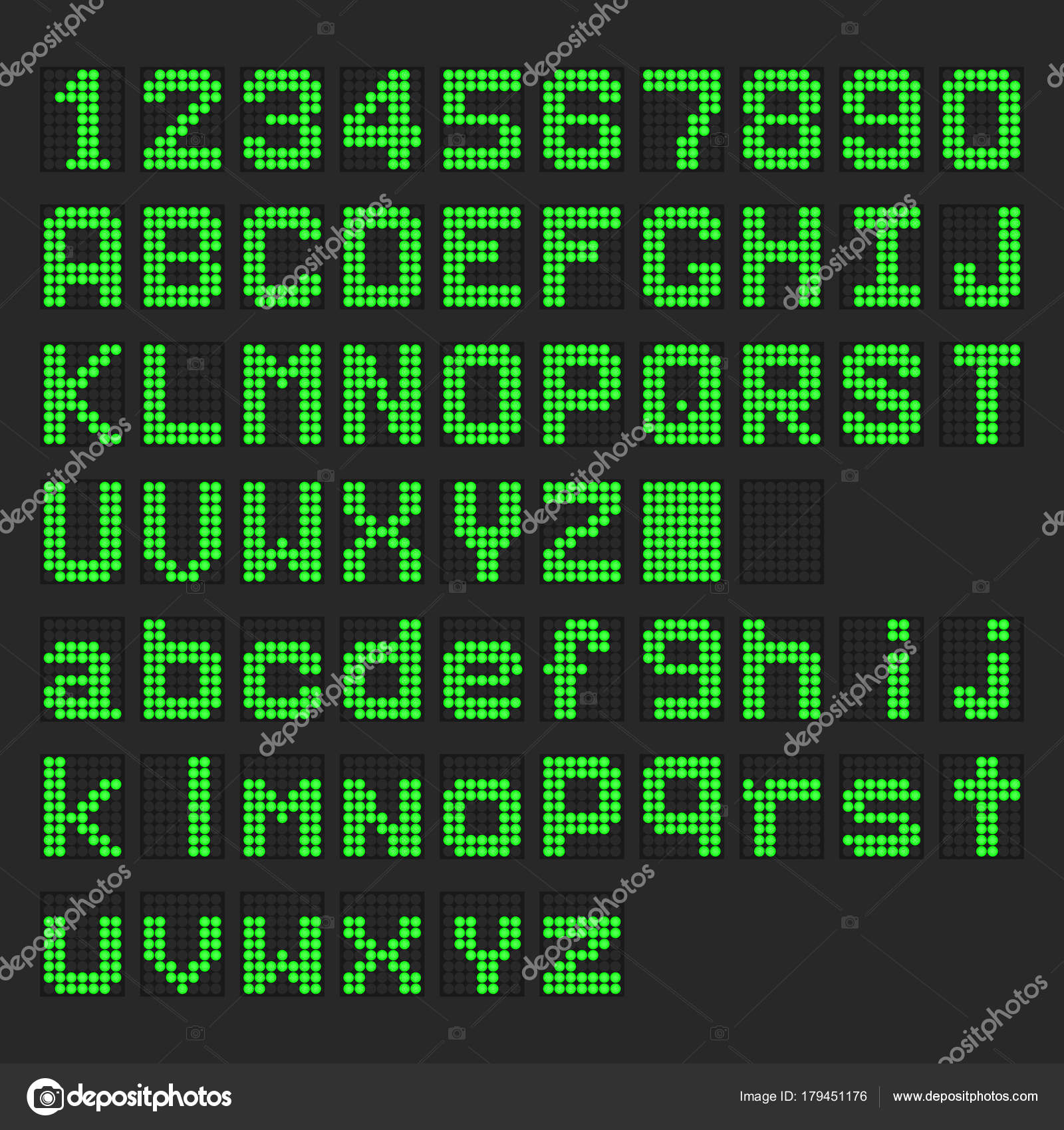 Download Green Led Digital English Uppercase Lowercase Font Number Display On Black Background Stock Vector C Thaneeh Gmail Com 179451176 Yellowimages Mockups