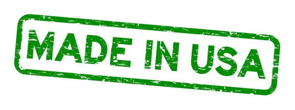 Grunge verde feito nos EUA (Estados Unidos da América) selo de borracha quadrado no fundo branco — Vetor de Stock