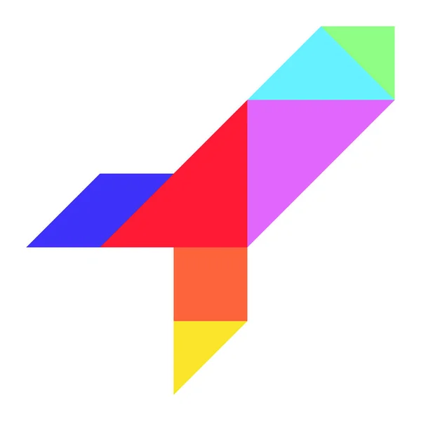 Beyaz arka planda (vektör çizim roket veya füze şeklinde renkli tangram bulmacanın) 