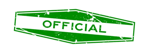 Grunge verde redacción oficial sello de goma hexágono sobre fondo blanco — Vector de stock