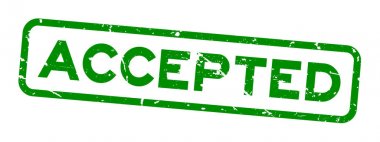 Kabul edilen grunge yeşil word Meydanı lastik mühür damgası beyaz arka plan üzerinde