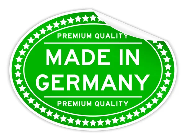 Groene kleur Premiumkwaliteit made in germany ovale zegel sticker op — Stockvector