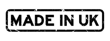 İngiltere'de (Birleşik Krallık) kare yapılan grunge siyah kauçuk mühür damgası beyaz arka plan üzerinde