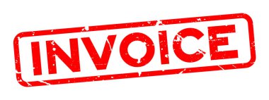 Grunge kırmızı fatura word Meydanı lastik mühür damgası beyaz arka plan üzerinde