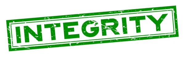 Grunge palabra integridad verde sello de goma cuadrada sello sobre fondo blanco — Archivo Imágenes Vectoriales