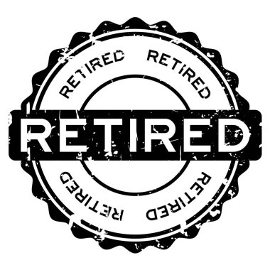 Grunge siyah beyaz arka plan üzerinde kelime yuvarlak lastik mühür damgası emekli