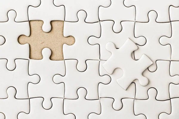 Closed Background White Plain Jigsaw Wait Missing Piece Match Fulfill — Stock Photo, Image