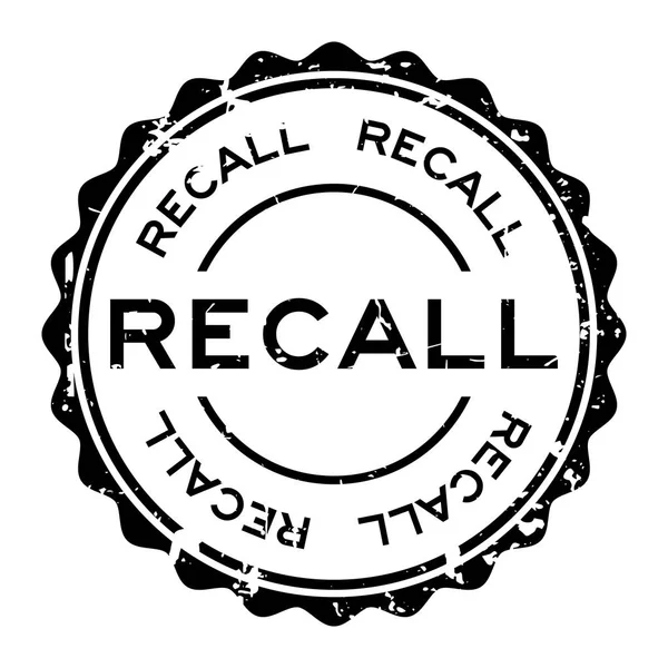 Grunge black recall word round rubber seal stamp on white background — Stock Vector