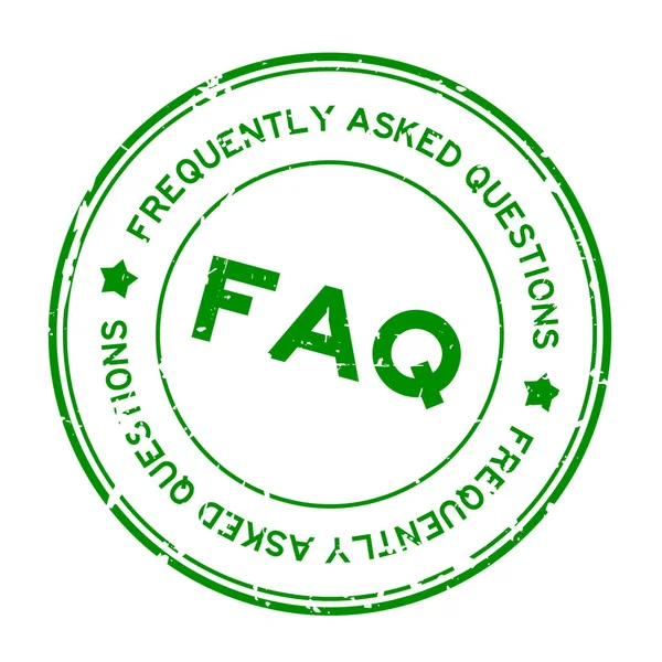 Grunge green FAQ (Abreviatura de preguntas frecuentes) sello de goma redonda sobre fondo blanco — Archivo Imágenes Vectoriales
