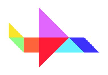 Renk tangram bulmacanın beyaz arka planda (vektör uçak şeklinde)