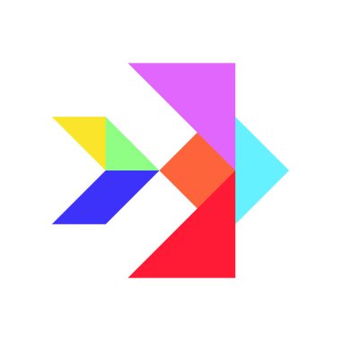 Renk tangram bulmacanın beyaz arka planda (vektör balık şeklinde)