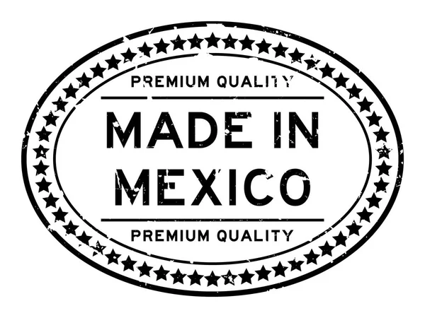 Grunge qualidade premium preto feito no México selo de borracha oval no fundo branco — Vetor de Stock