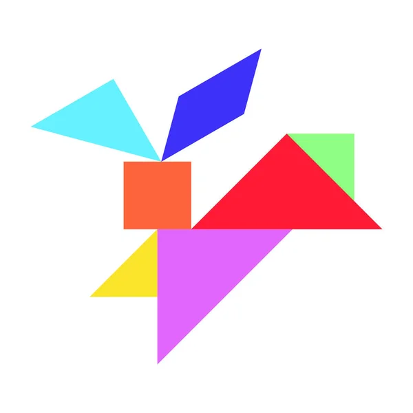 Barva tangram puzzle ve tvaru králíka na bílém pozadí (vektor) — Stockový vektor