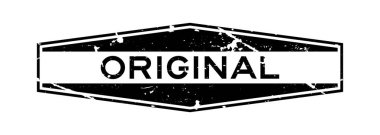 Grunge siyah orijinal word altıgen lastik damgası beyaz arka plan üzerinde