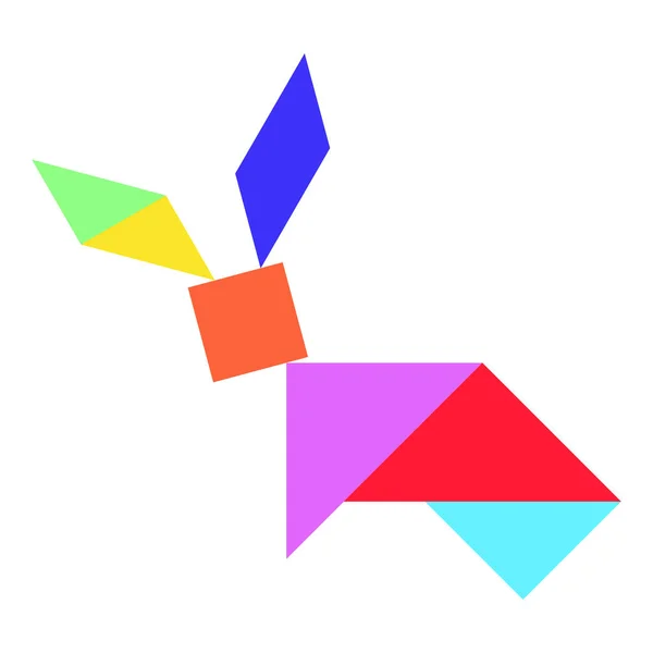 Χρώμα παζλ tangram σε σχήμα κουνέλι σε λευκό φόντο (διάνυσμα) — Διανυσματικό Αρχείο