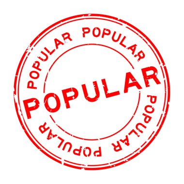 Grugne kırmızı beyaz arka plan üzerinde yuvarlak lastik mühür damgası popüler kelime