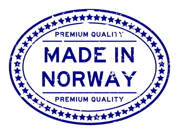 Grunge modré prémiové kvality, provedené v Norsku oválná pečeť razítka na bílém pozadí — Stockový vektor