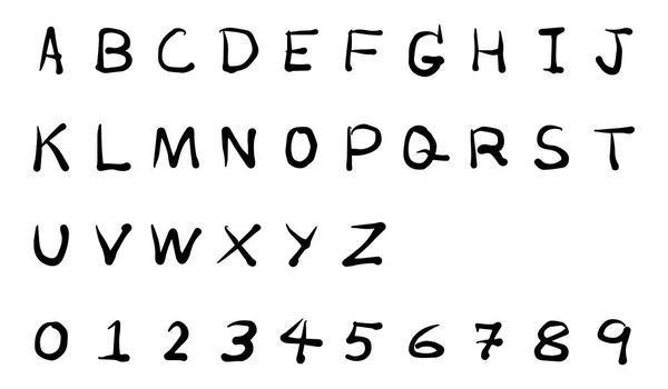 Cores pretas caligrafia do alfabeto inglês e número no fundo branco — Fotografia de Stock