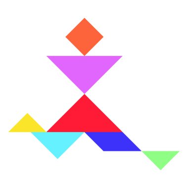 Renk tangram bulmacanın adam şekli (vektör beyaz arka plan üzerinde çalışan)