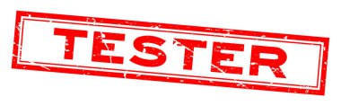 Grugne kırmızı tester word Meydanı lastik mühür damgası beyaz arka plan üzerinde
