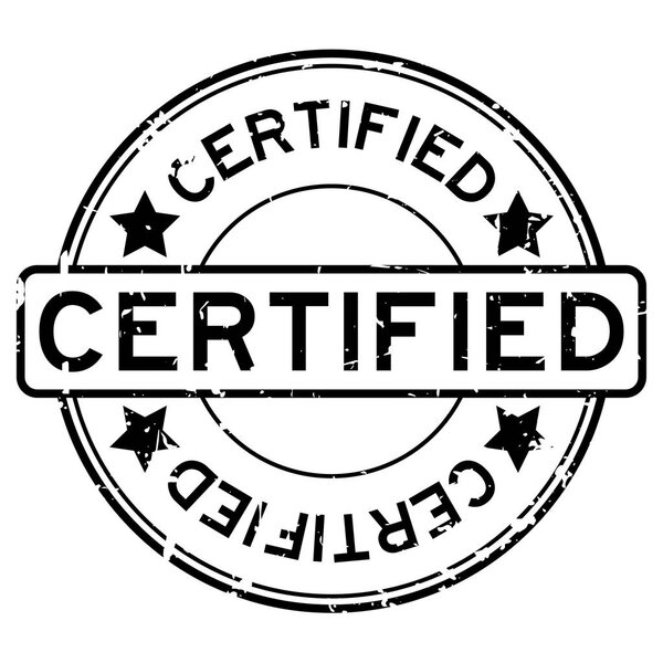 Grunge black certified word round rubber seal stamp on white background