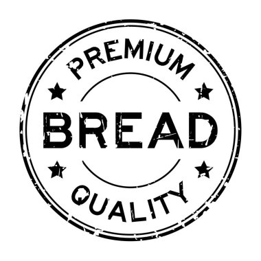 Grunge siyah prim kalite ekmek yuvarlak lastik mühür damgası beyaz arka plan üzerinde