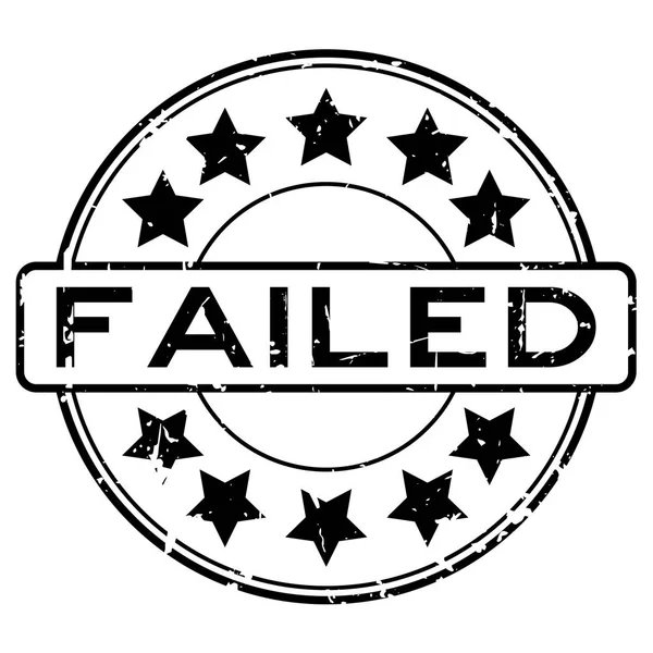 Grunge Black Fail Aufschrift mit Sternsymbol runden Gummidichtungsstempel auf weißem Hintergrund — Stockvektor