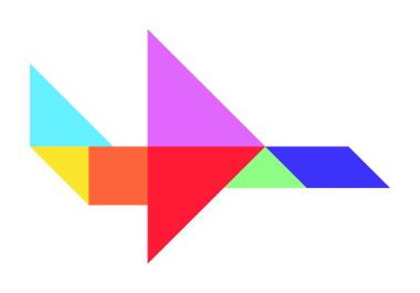 Renk tangram bulmacanın beyaz arka planda (vektör uçak şeklinde)