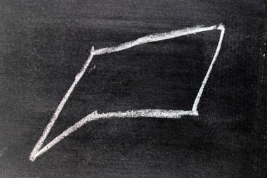 Beyaz tebeşir el boş alanı olan kare bubble konuşma şeklinde tahta arka plan çizimi