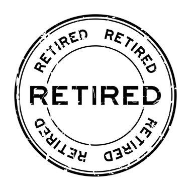 Grunge siyah beyaz arka plan üzerinde yuvarlak lastik mühür damgası emekli