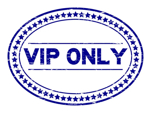 Grunge bleu VIP (personne très importante) cachet ovale en caoutchouc sur fond blanc — Image vectorielle