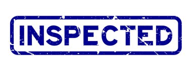 Grunge mavi beyaz arka plan üzerinde kare lastik mühür damgası ifadeler kontrol