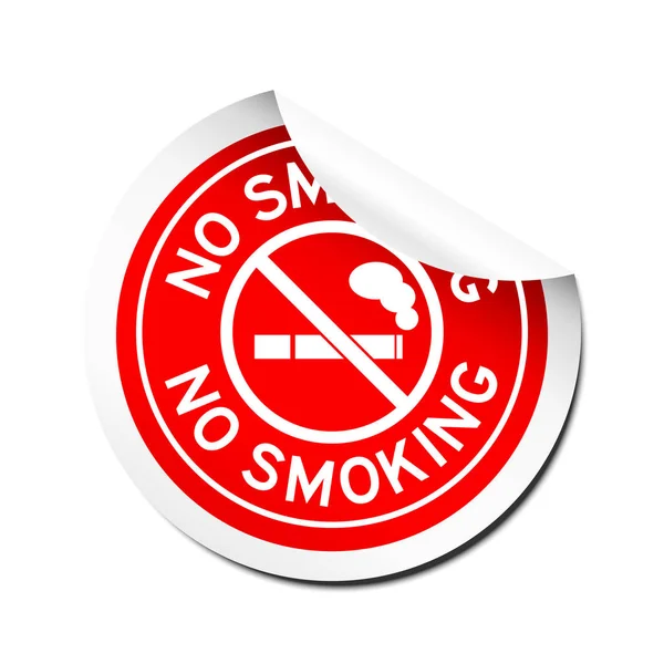 Red no smoking with no cigarette icon round peel sticker on white background — Stock Vector