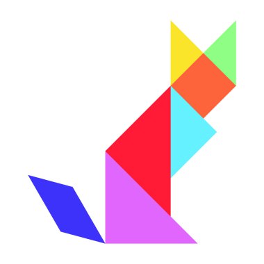 Beyaz arka planda (vektör kedi şeklinde bulmaca renkli tangram