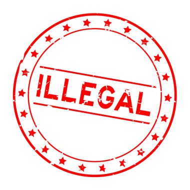 Grunge kırmızı kelime beyaz arka planda lastik mühür yuvarlak