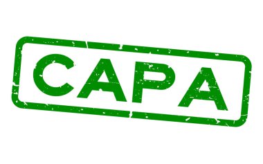 Grunge Green Capa (önleyici eylem ve düzeltme eyleminin kısaltması) beyaz arkaplanda kelime kare lastik mühür