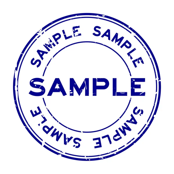 Grunge blue sample word round rubber seal stamp auf weißem Hintergrund — Stockvektor