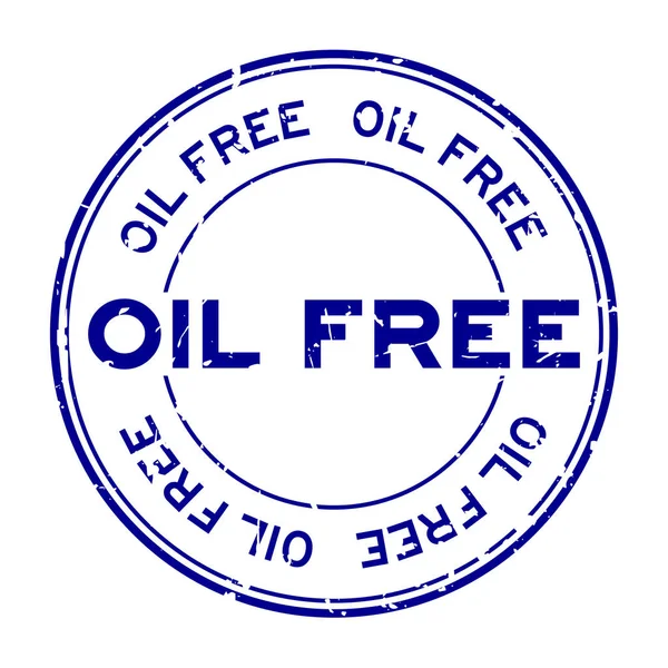 Sello de sello de goma redonda palabra libre de aceite azul Grunge sobre fondo blanco — Vector de stock