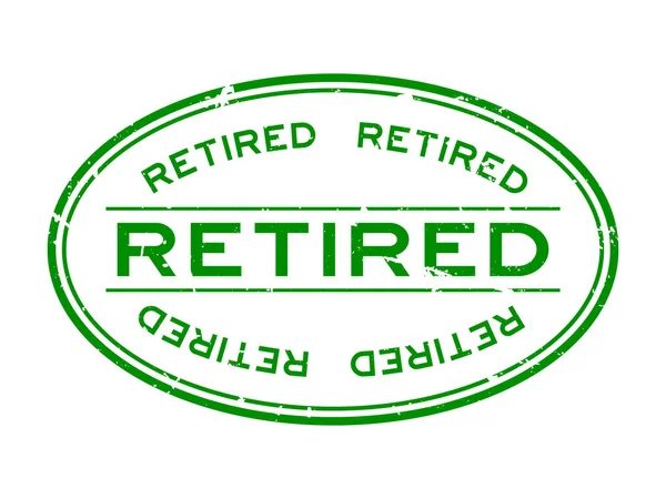 Grunge verde in pensione parola ovale sigillo di gomma timbro su sfondo bianco — Vettoriale Stock