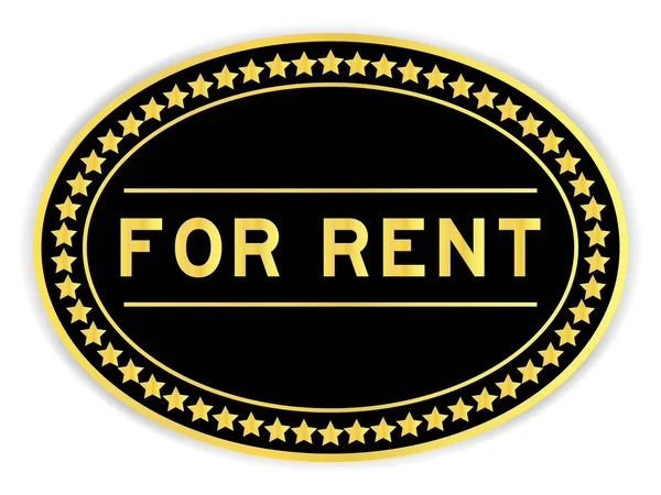Black and gold color oval sticker with word for rent on white background — Stock Vector