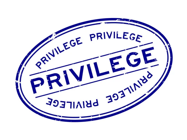 Grunge palabra privilegio azul sello de goma ovalada en respaldo blanco — Vector de stock