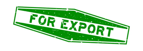 Зеленое на экспорт слово шестиугольная резиновая печать на белом фоне — стоковый вектор