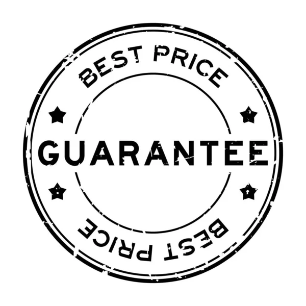 Grunge siyah en iyi fiyat garanti kelime yuvarlak lastik mühür beyaz arka plan — Stok Vektör